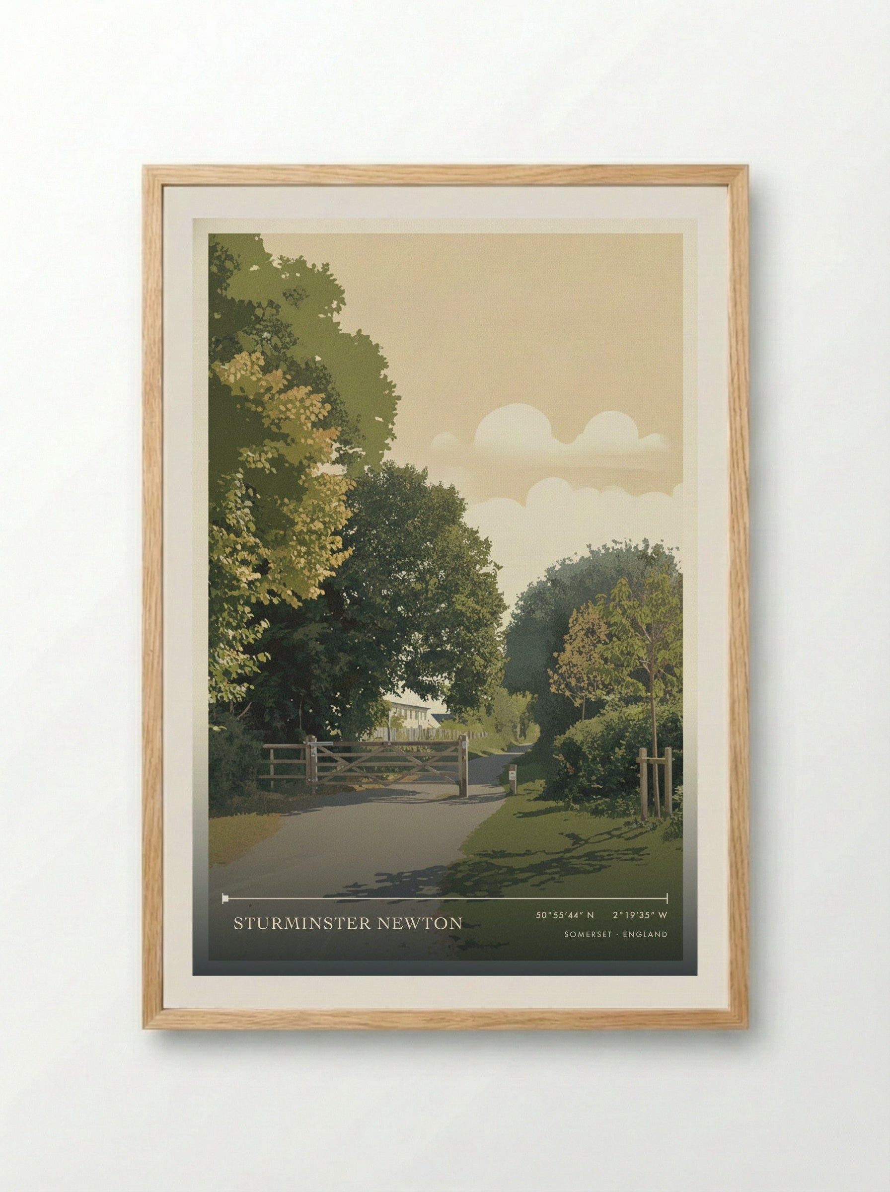 Sturminster Newton Somerset England Travel Poster - Framed Print Wood