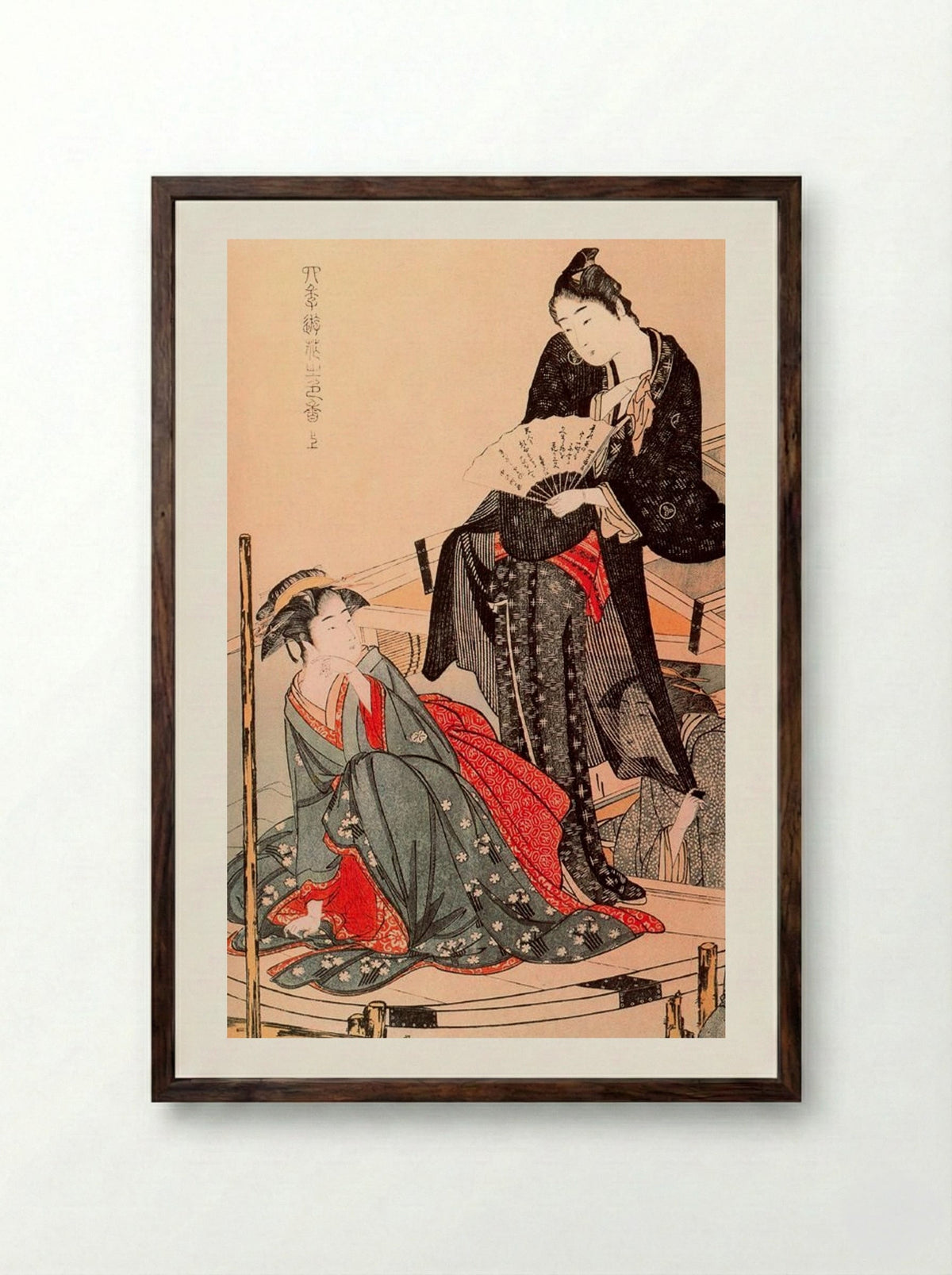 Stylish Amusements of the Four Seasons - Kitagawa Utamaro - Framed Print Dark Wood
