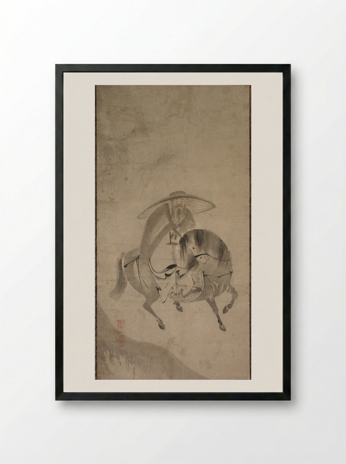 Su Dongpo Riding a Donkey - Reietsu - Framed Print Black