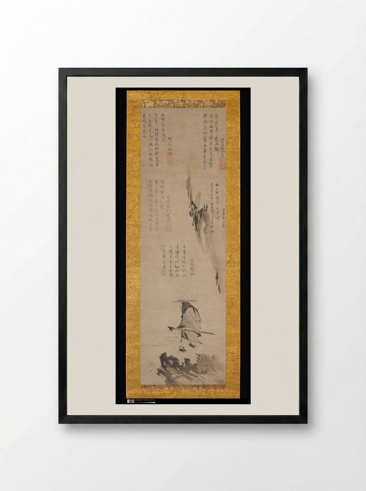 Su Shi (Dongpo) in a Bamboo Hat and Clogs - Zuigan Ryūsei - Framed Print Black