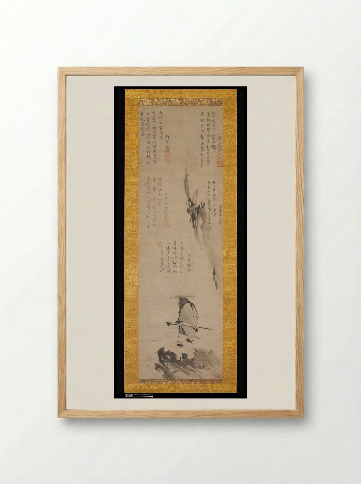 Su Shi (Dongpo) in a Bamboo Hat and Clogs - Zuigan Ryūsei - Framed Print Wood