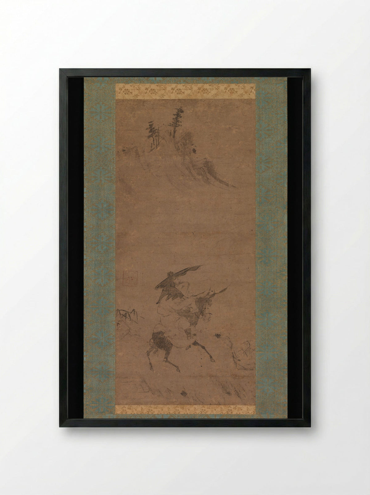Su Shi Riding a Donkey - Bokudō Sojun - Framed Print Black