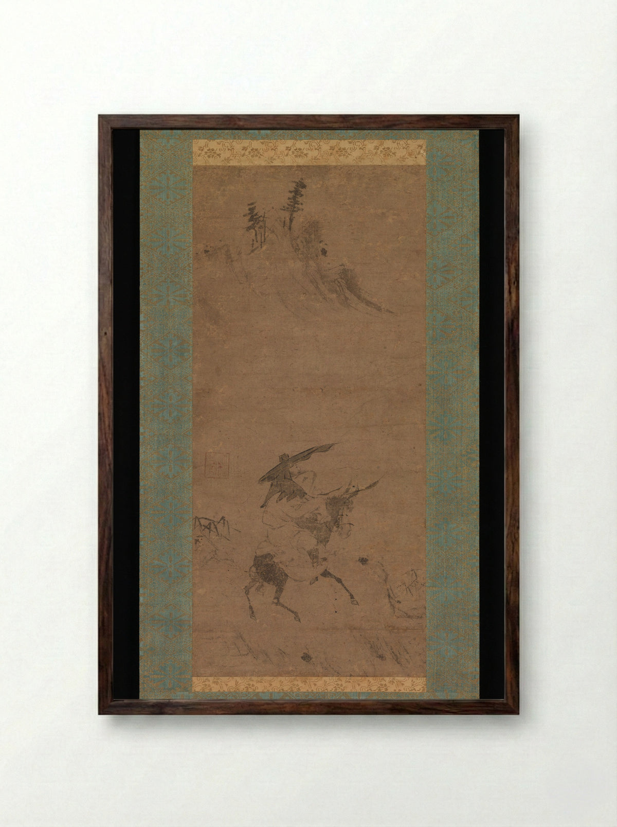 Su Shi Riding a Donkey - Bokudō Sojun - Framed Print Dark Wood