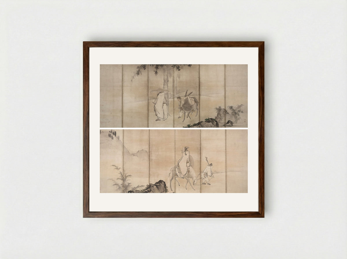 Su Shi (So Shoku) and Pan Lang (Han Rō) - Unkoku Tōgan - Framed Print Dark Wood