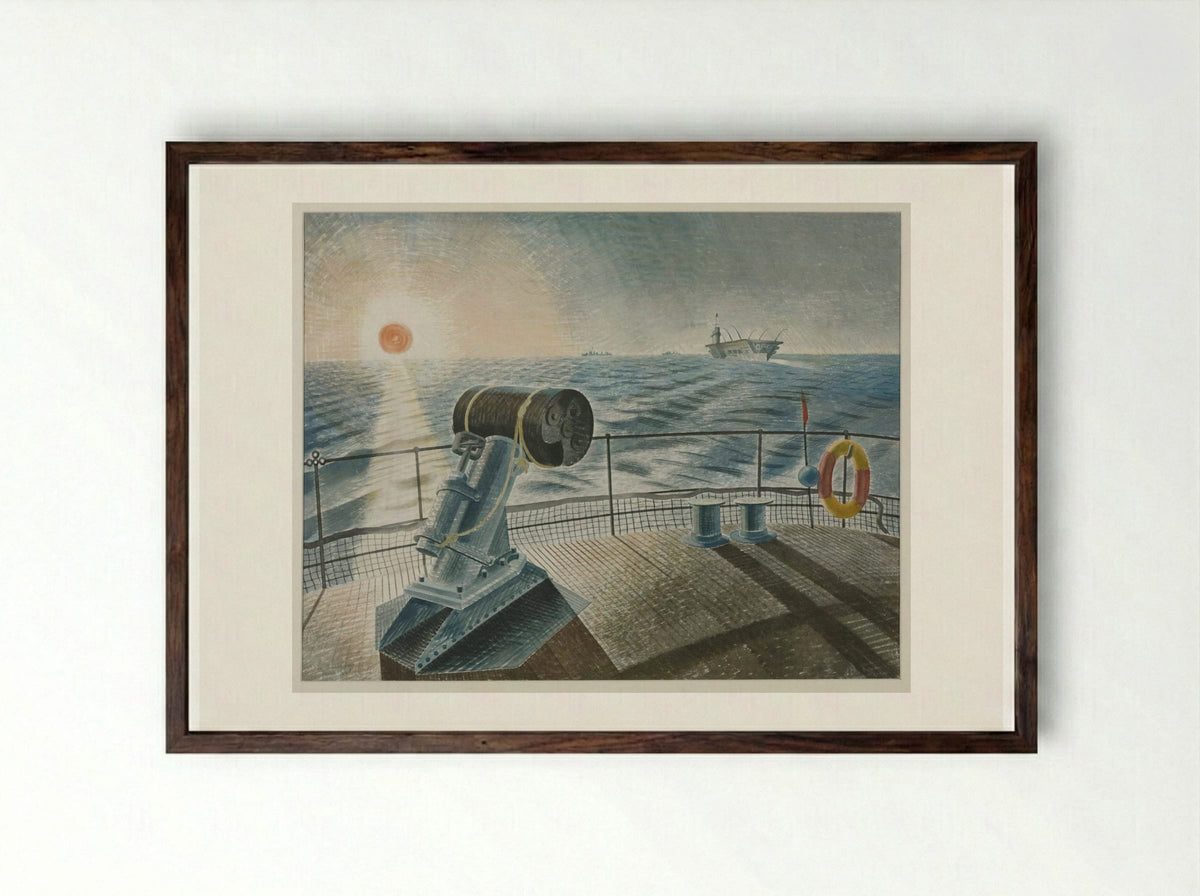 Submarines in Dry Dock - Eric Ravilious - Framed Print Dark Wood