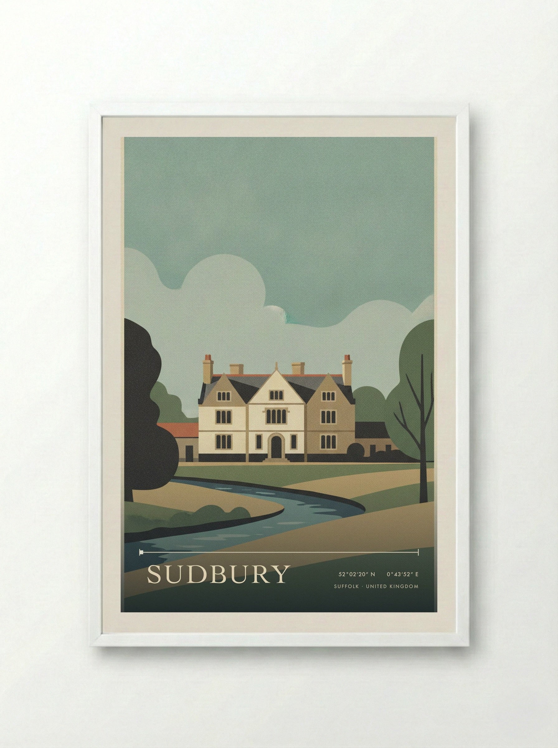 Sudbury Suffolk United Kingdom Travel Poster - Framed Print White