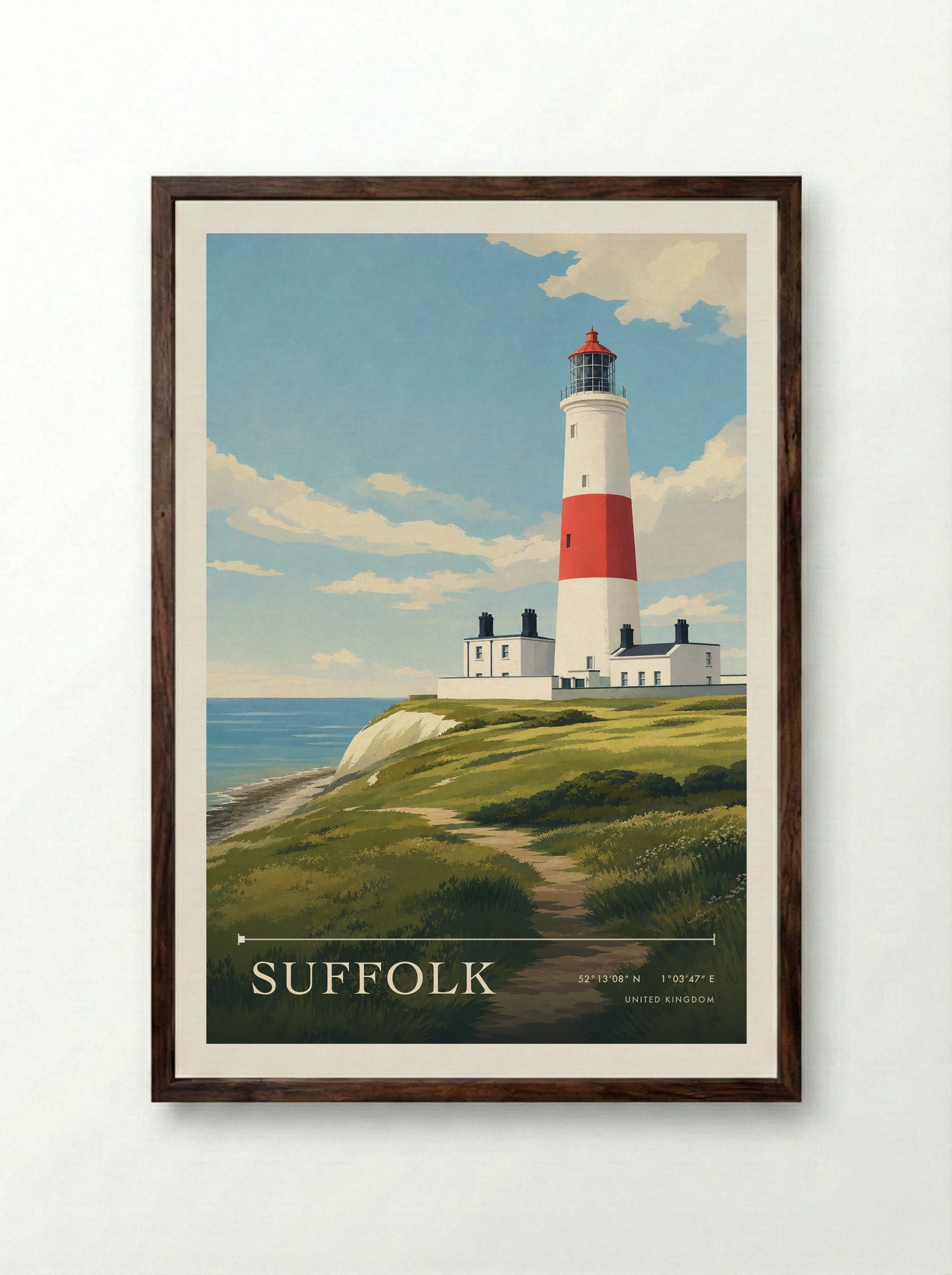 Suffolk United Kingdom Travel Poster - Framed Print Dark Wood