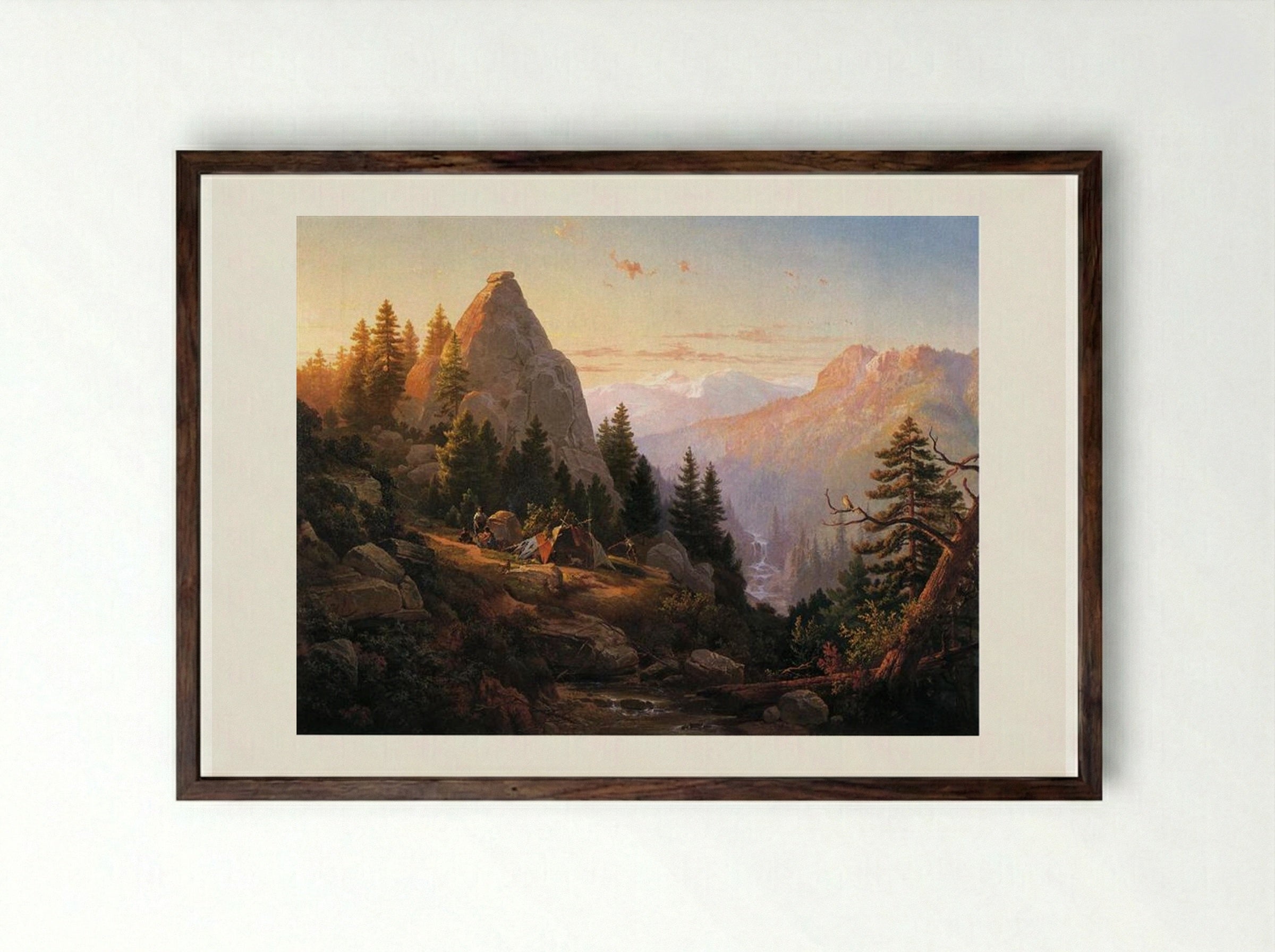 Sugar Loaf Peak, El Dorado County - Thomas Hill - Framed Print Dark Wood