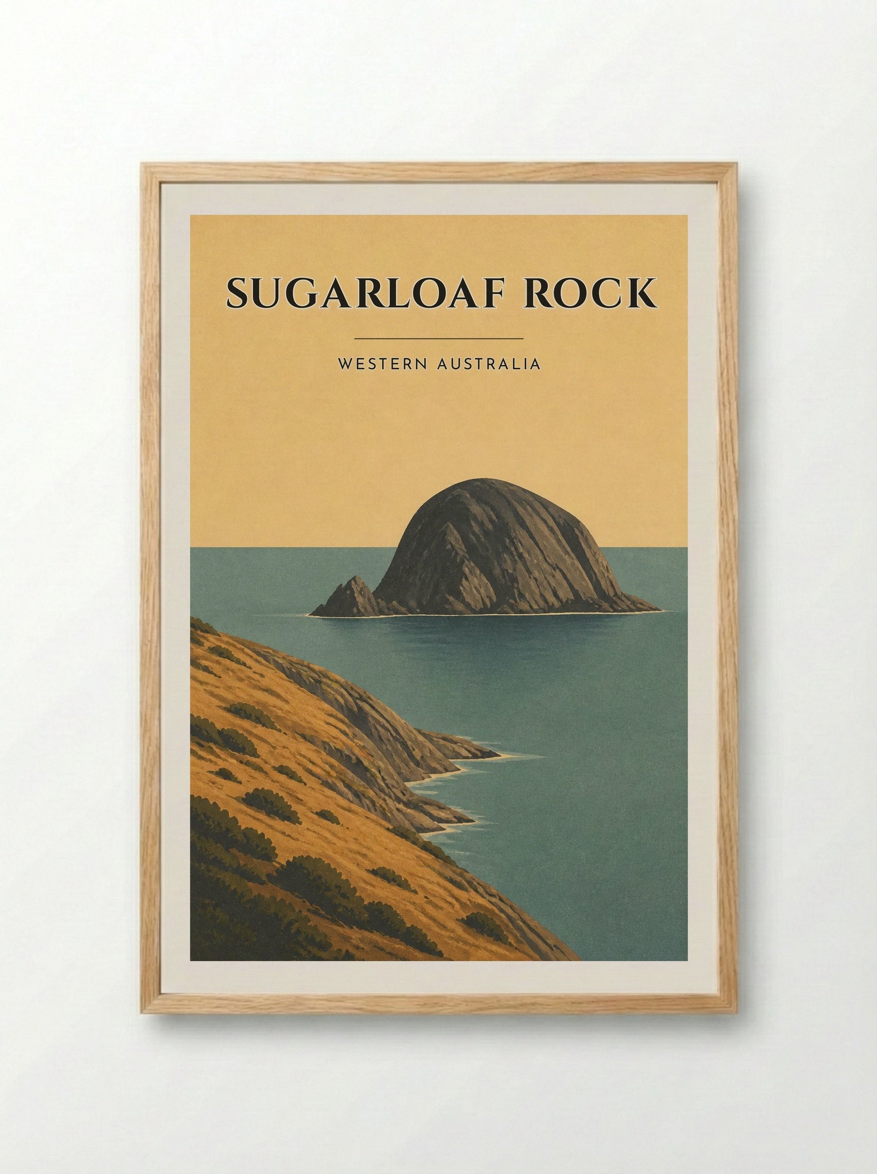 Sugarloaf Rock Travel Poster Artwork - Framed Print Wood