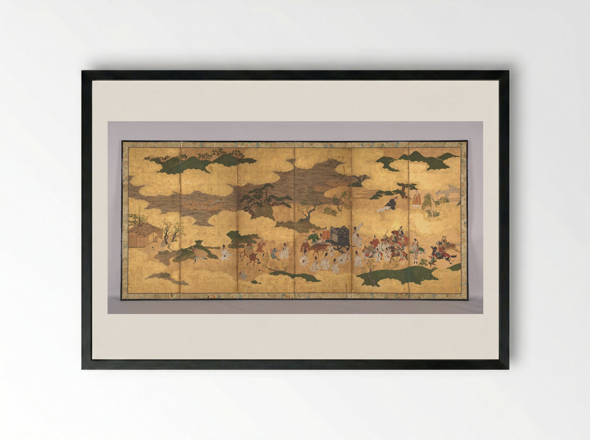 Sugawara no Michizane Being Exiled to Dazaifu - Solis Prints - Framed Print Black
