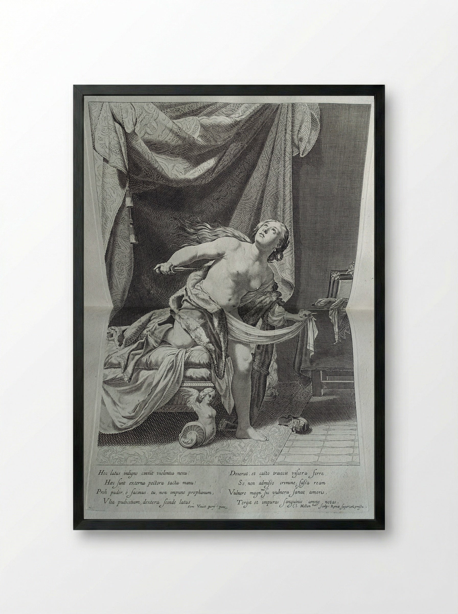 Suicide of Lucretia - Claude Mellan - Framed Print Black