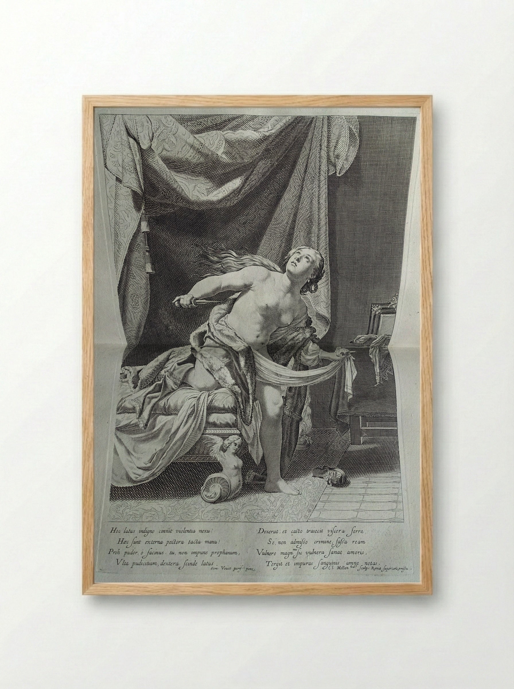 Suicide of Lucretia - Claude Mellan - Framed Print Wood