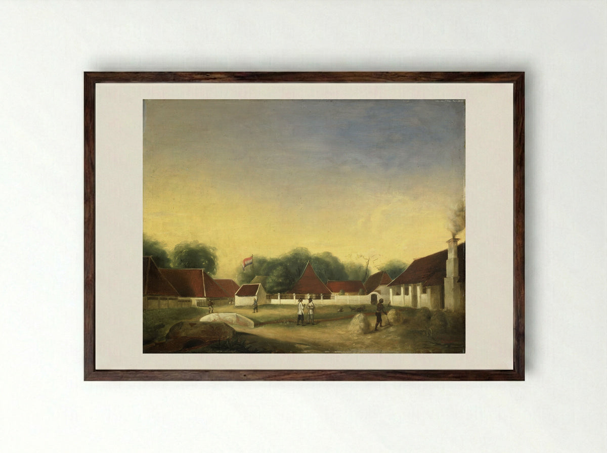 Suikerfabriek op Java - H.Th. Hesselaar - Framed Print Dark Wood