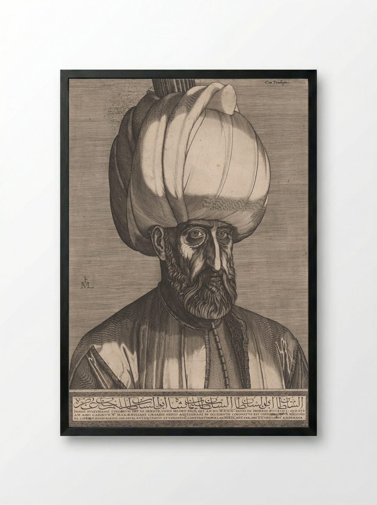 Suleiman the Magnificent - Melchior Lorck - Framed Print Black