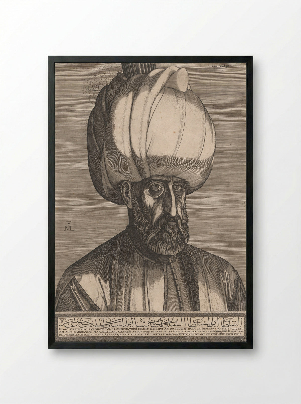 Suleiman the Magnificent - Melchior Lorck - Framed Print Black