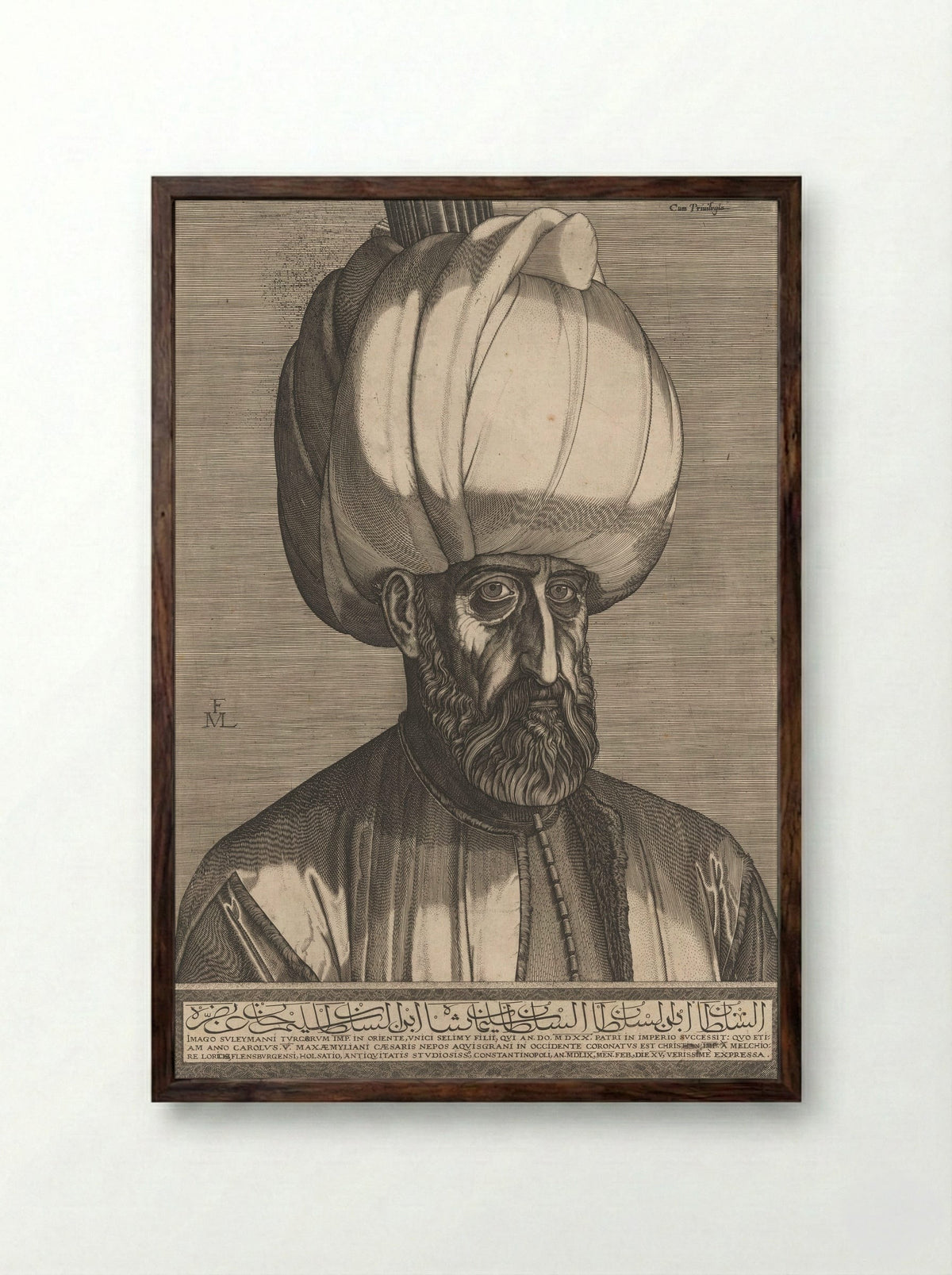 Suleiman the Magnificent - Melchior Lorck - Framed Print Dark Wood