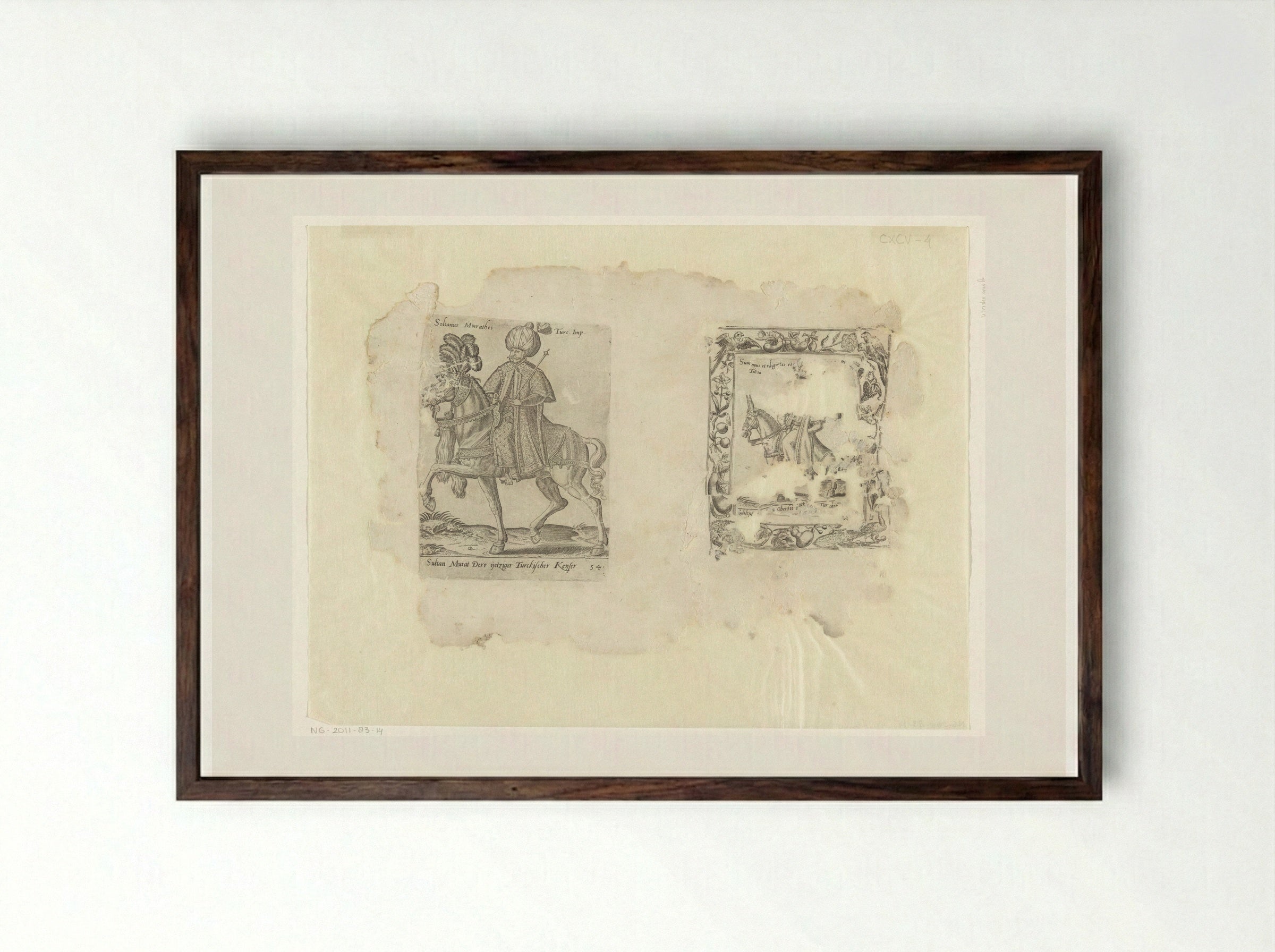 Sultan Murat III and the Supreme Judge of the Ottoman Empire - Abraham de Bruyn - Framed Print Dark Wood