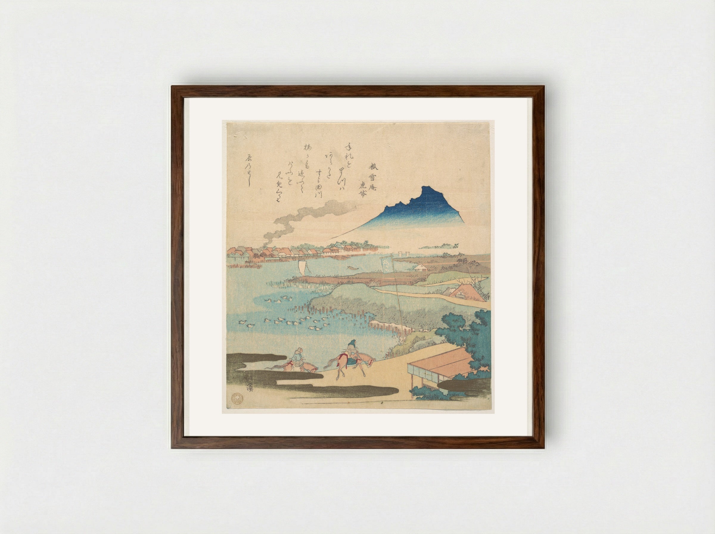 Sumida River - Totoya Hokkei - Framed Print Dark Wood