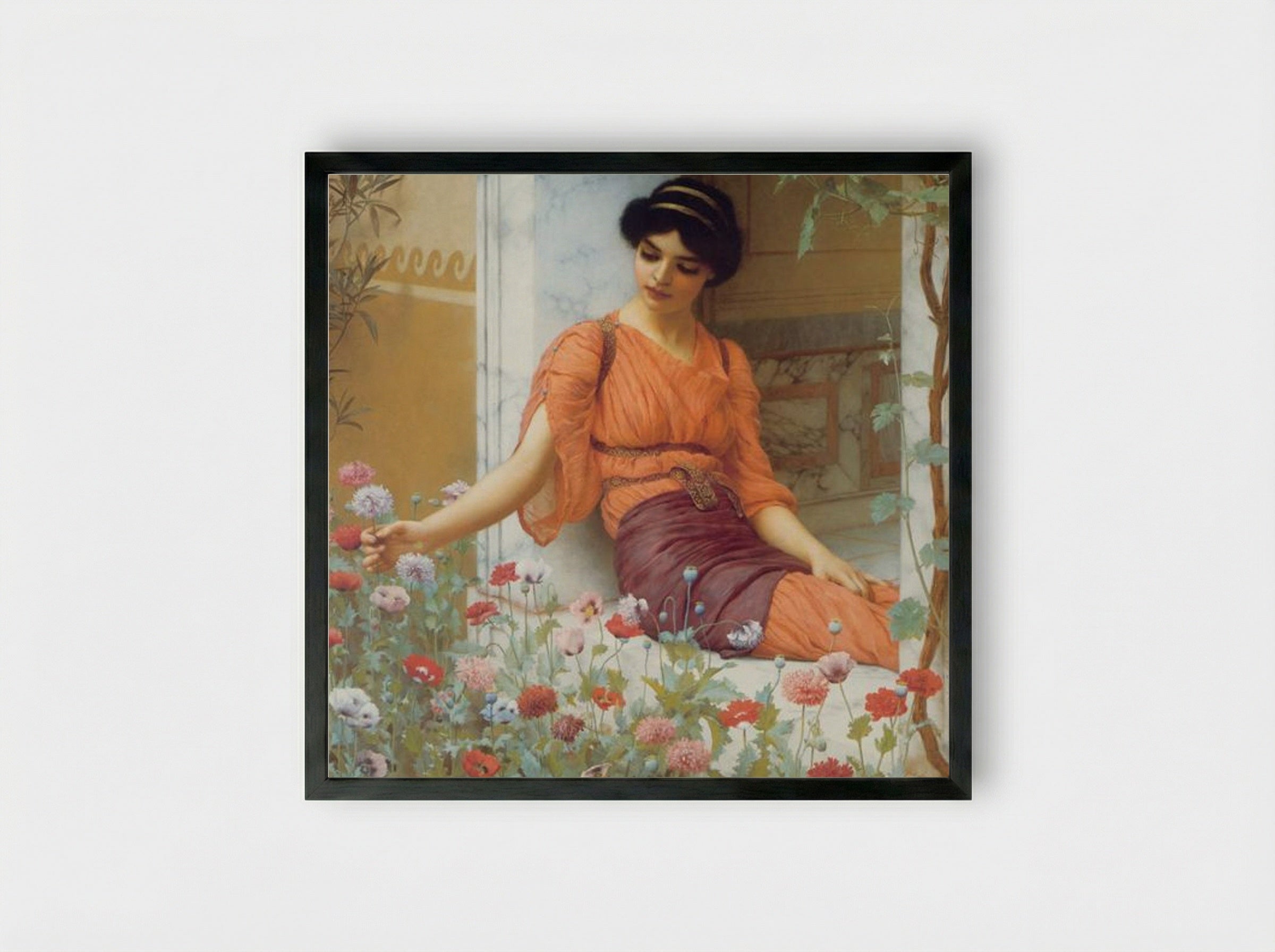 Summer Flowers - John William Godward - Framed Print Black