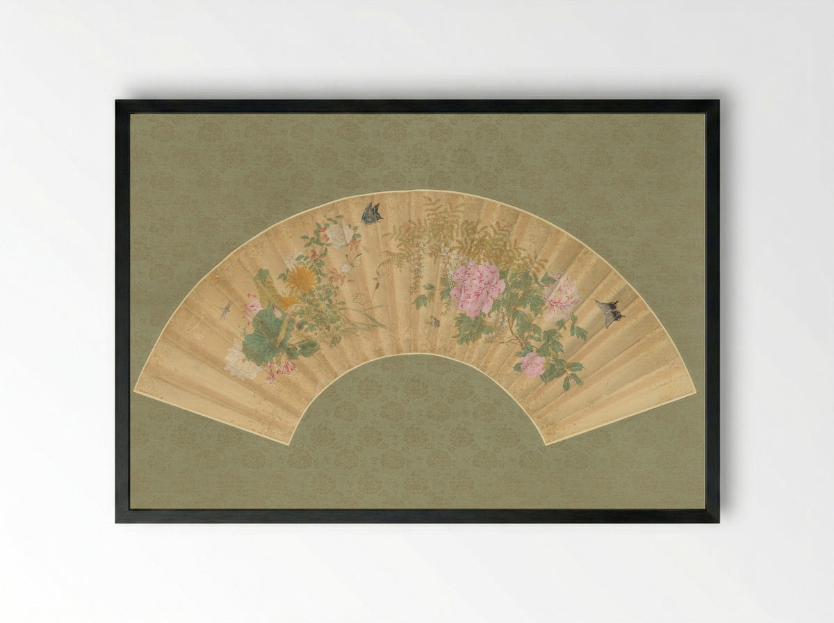 Summer Flowers - Katsushika Isai - Framed Print Black