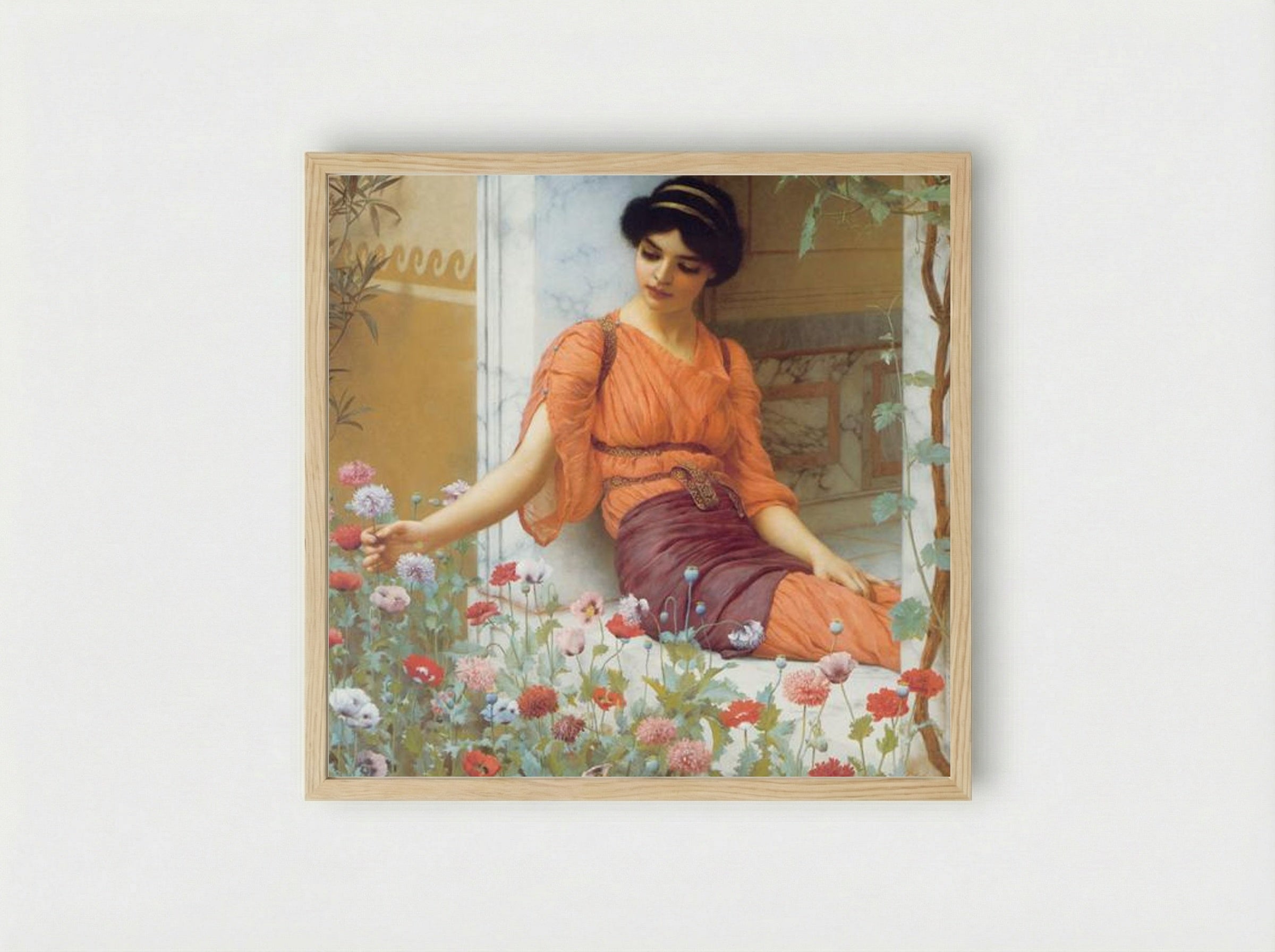 Summer Flowers - John William Godward - Framed Print Wood