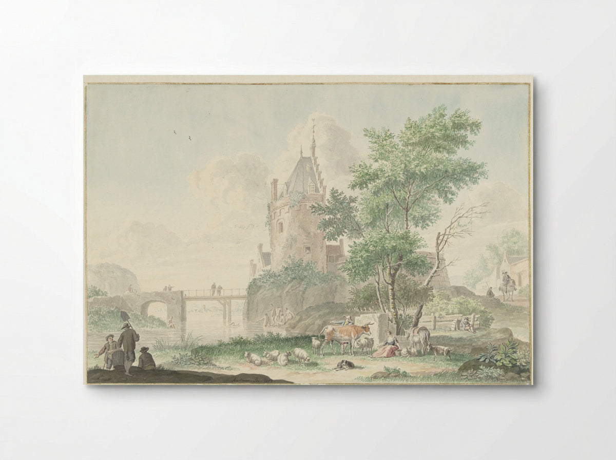 Summer Landscape with Figures and Cattle - Nicolaes Aartman - Poster