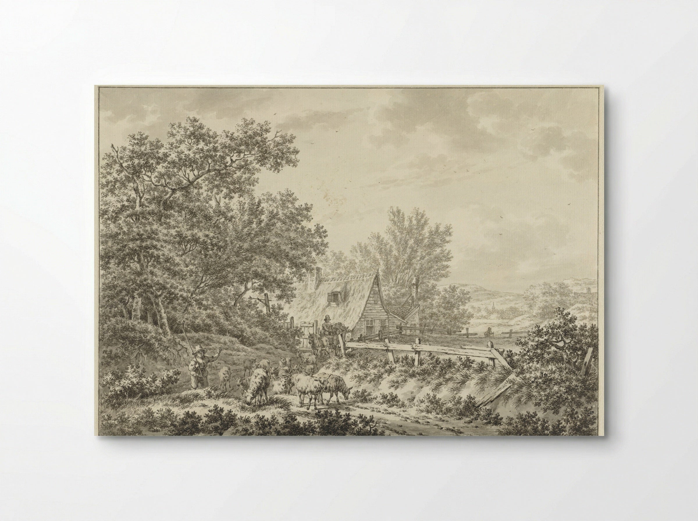Summer Landscape with Shepherd near a Farmhouse - Jacob Cats - Poster