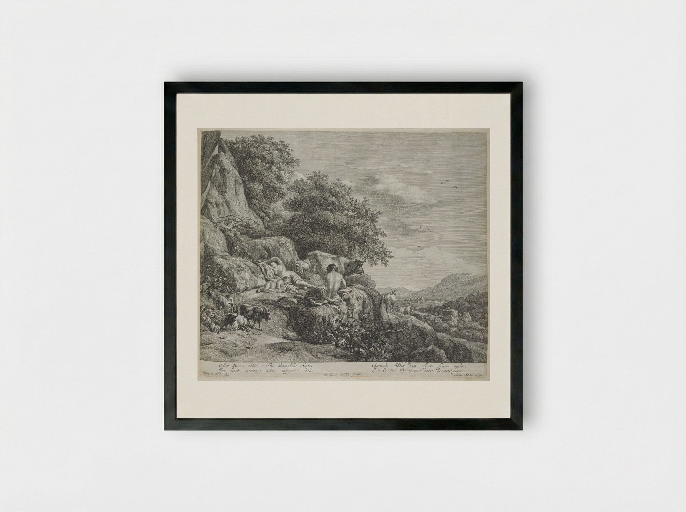 Summer Landscape with the Child Jupiter - Johannes Visscher - Framed Print Black