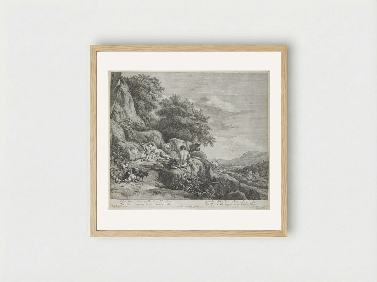 Summer Landscape with the Child Jupiter - Johannes Visscher - Framed Print Wood