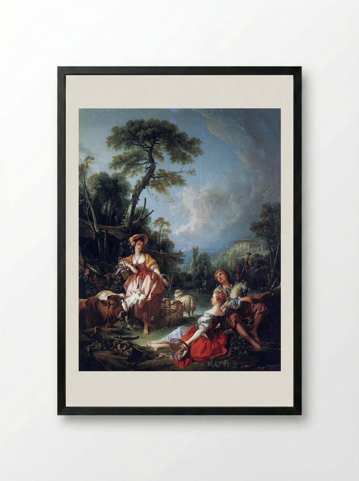Summer Pastoral - François Boucher - Framed Print Black