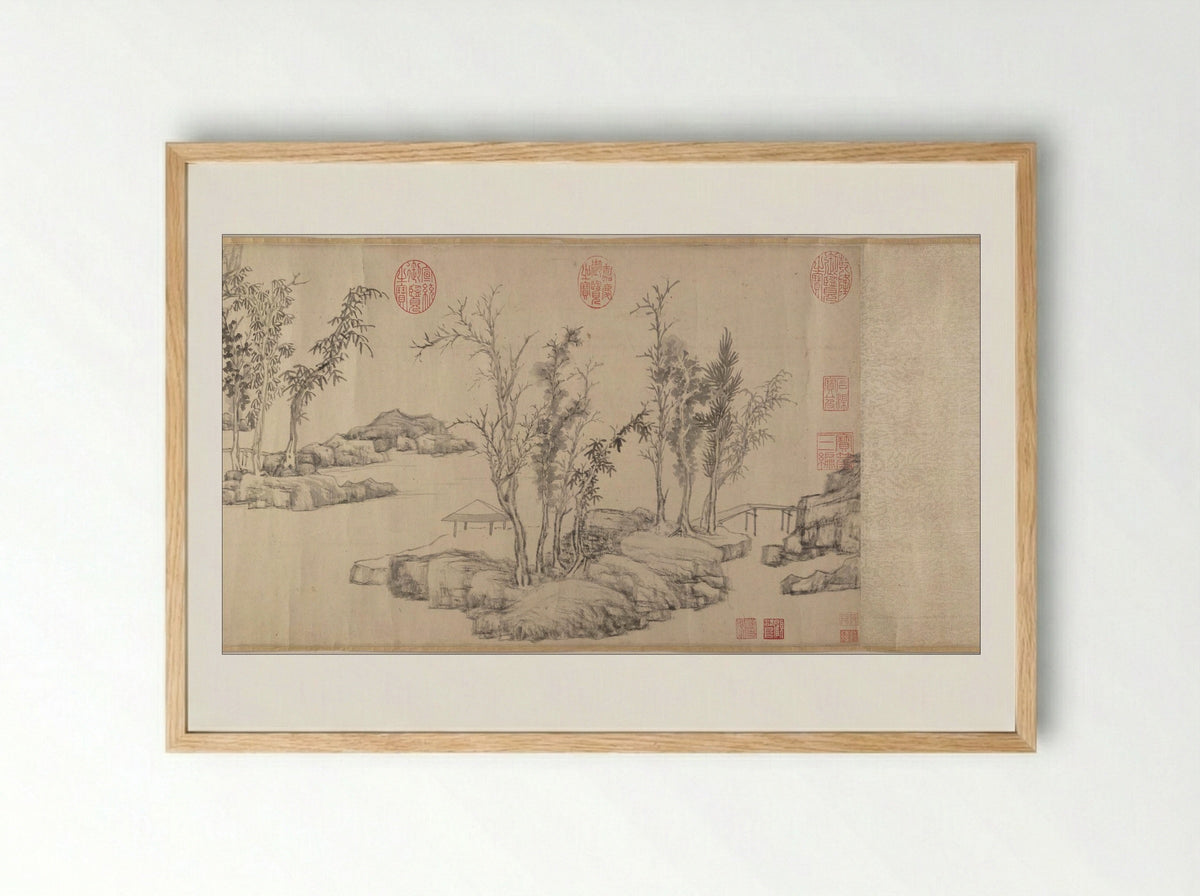 Summer Retreat in the Eastern Grove - Wen Zhengming - Framed Print Wood