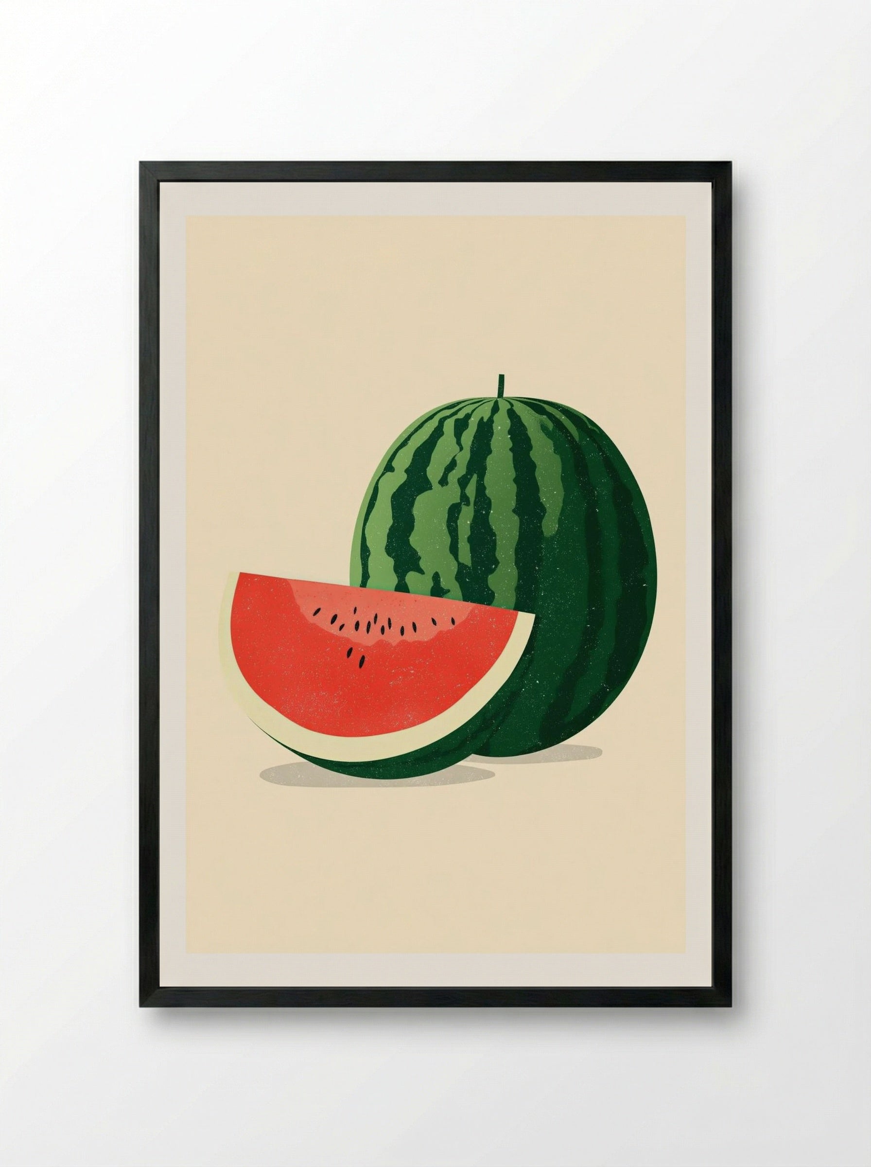 Summer Slice – Minimalist Watermelon Fruit Print.png - Framed Print Black