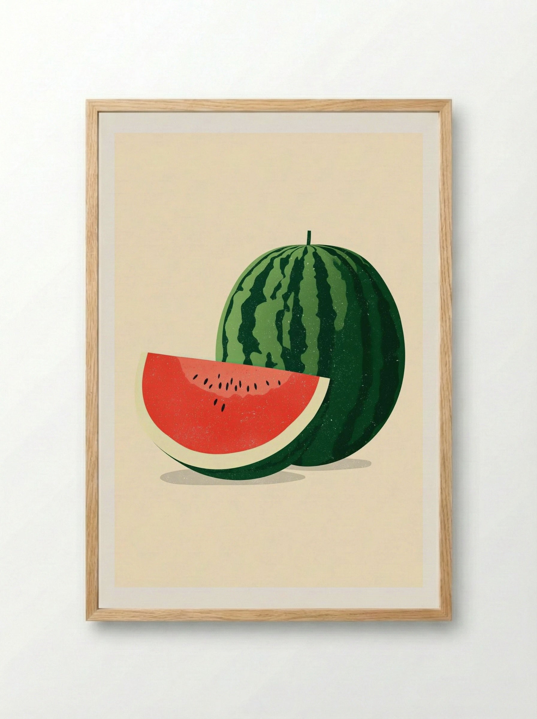 Summer Slice – Minimalist Watermelon Fruit Print.png - Framed Print Wood