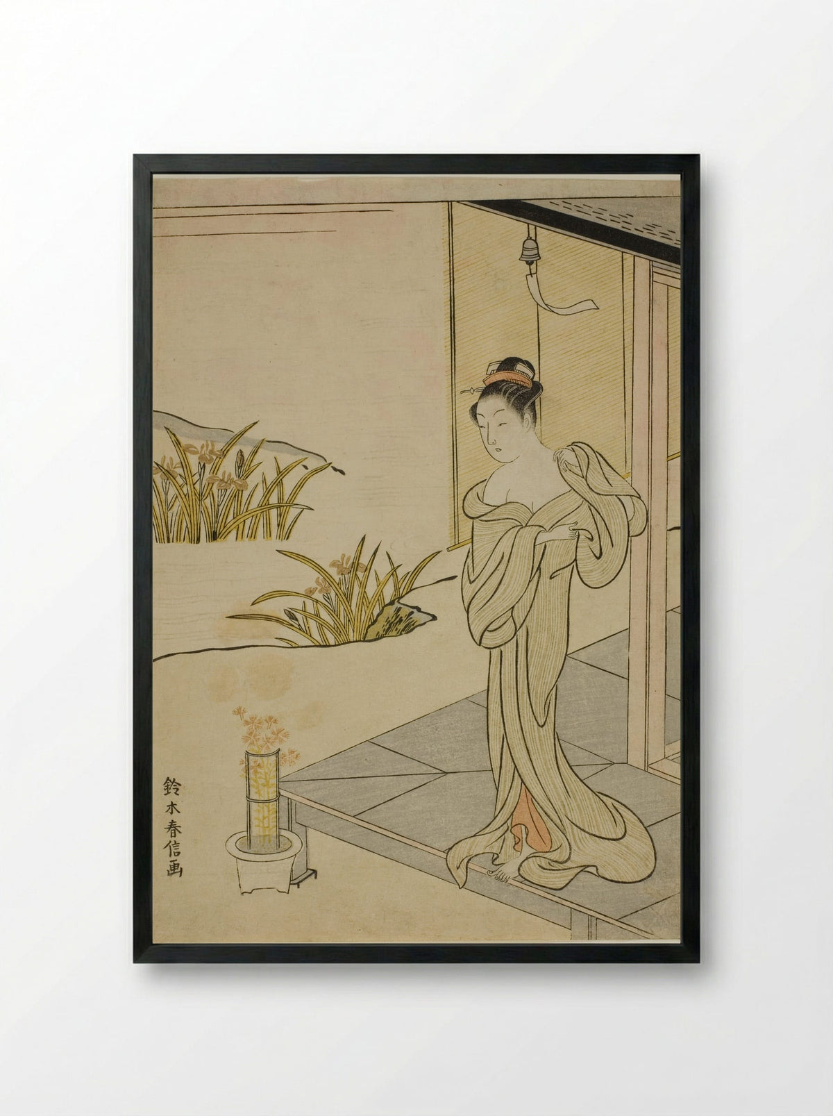 Summer, from the series New Versions of Flowers of the Four Seasons - Suzuki Harunobu - Framed Print Black