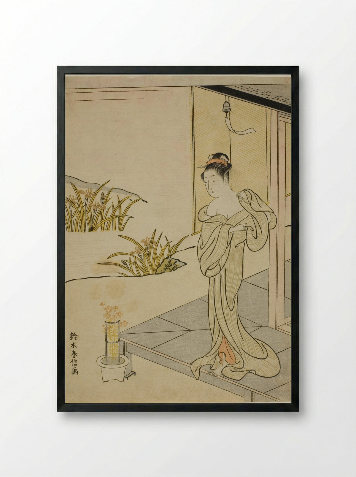 Summer, from the series New Versions of Flowers of the Four Seasons - Suzuki Harunobu - Framed Print Black