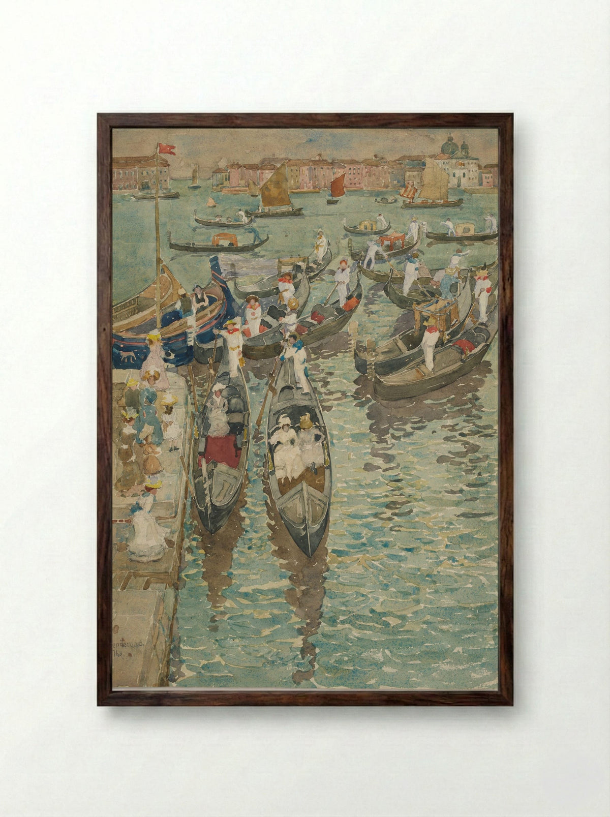 Summer in Venice - Maurice Brazil Prendergast - Framed Print Dark Wood