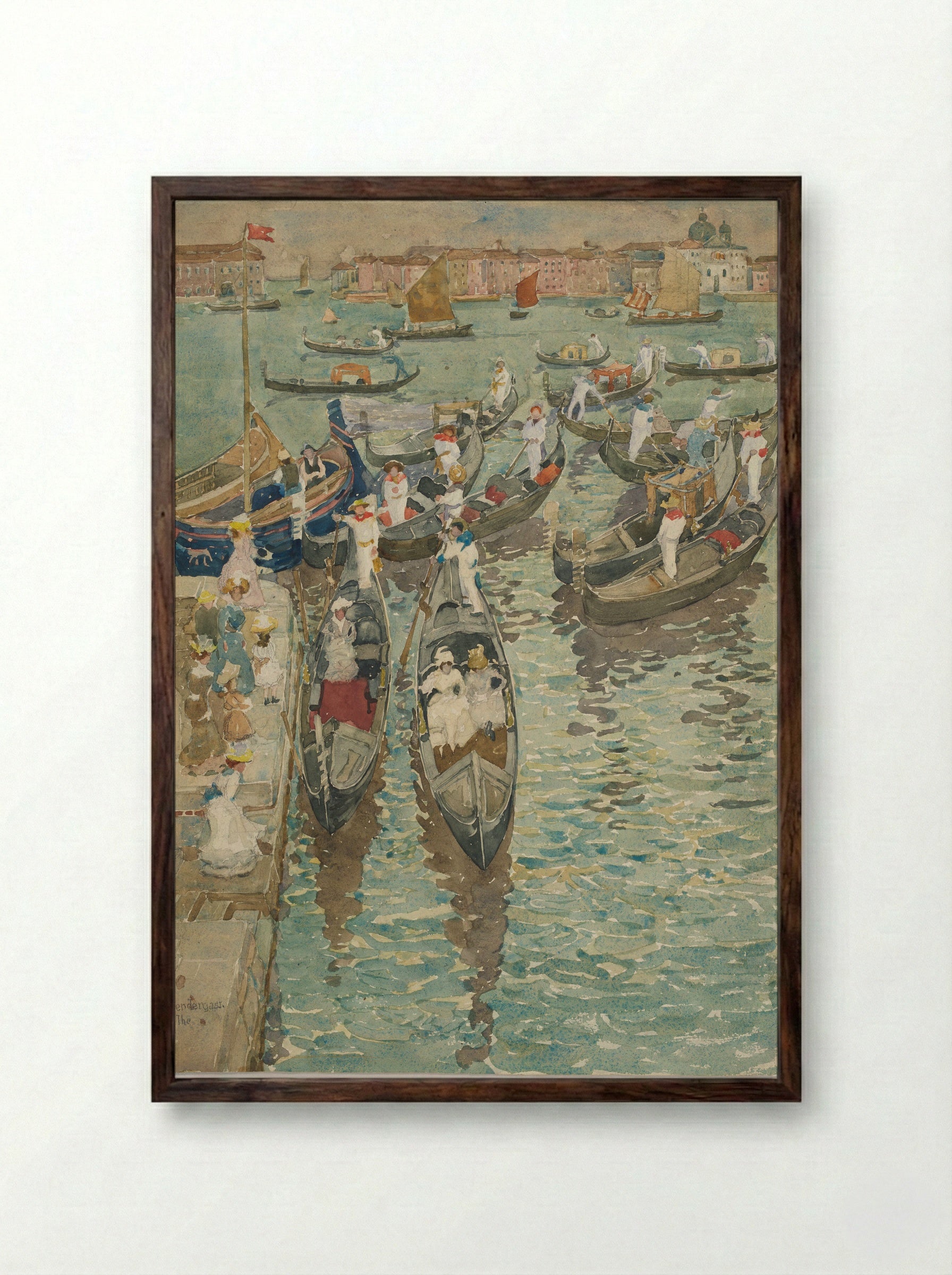 Summer in Venice - Maurice Brazil Prendergast - Framed Print Dark Wood