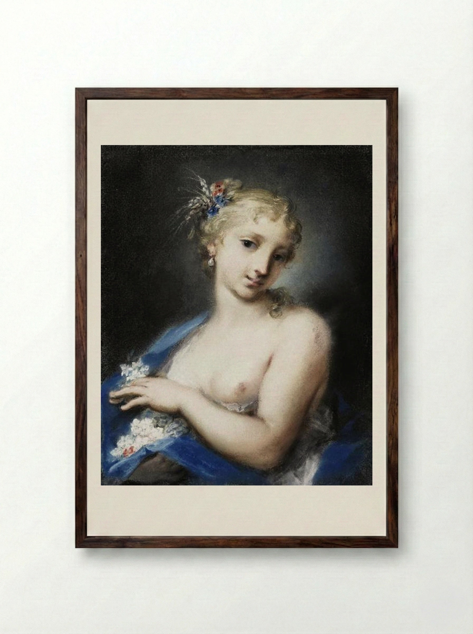 Summer - Rosalba Carriera - Framed Print Dark Wood