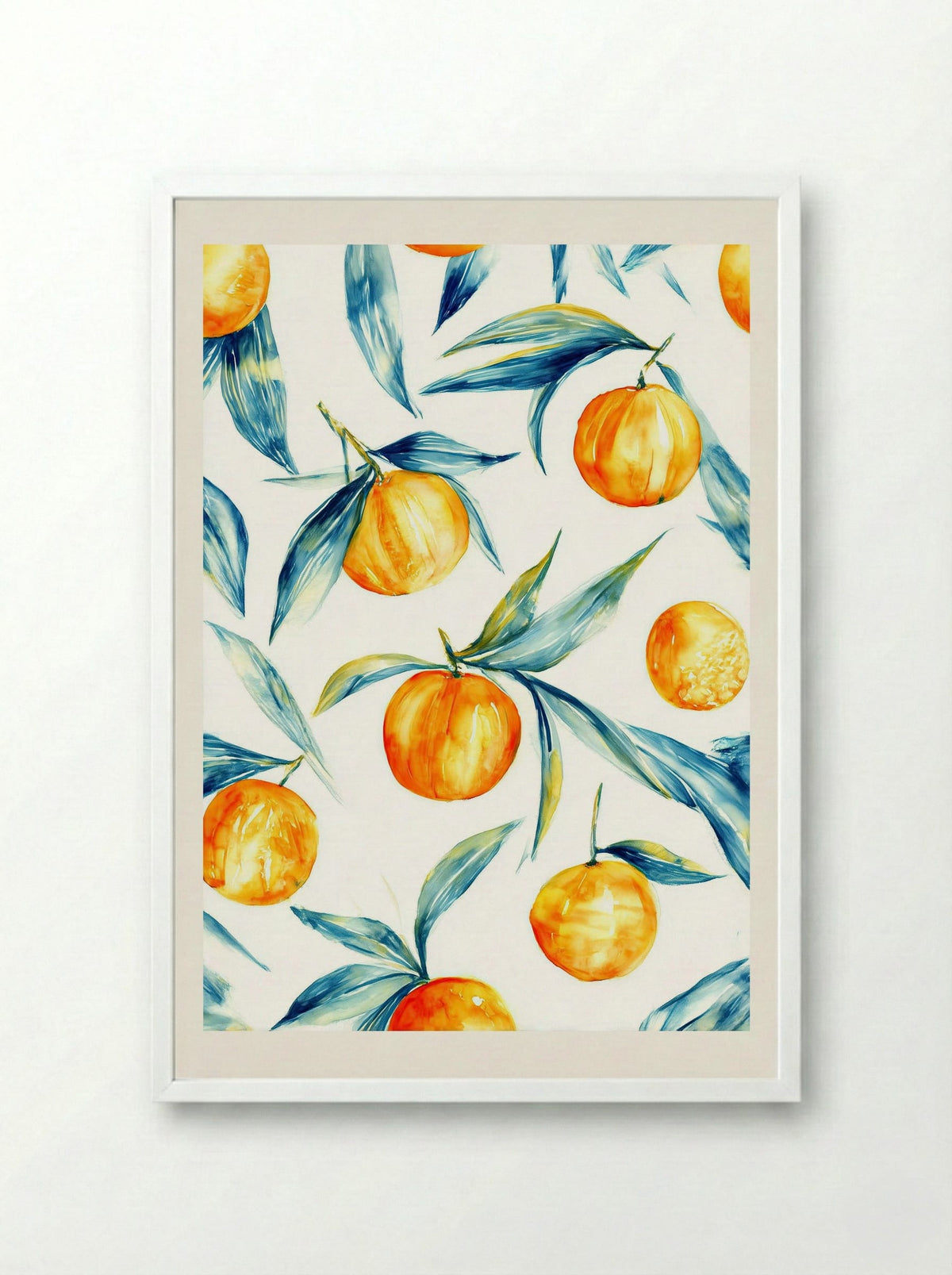 Sun Kissed Citrus Pattern - Framed Print White