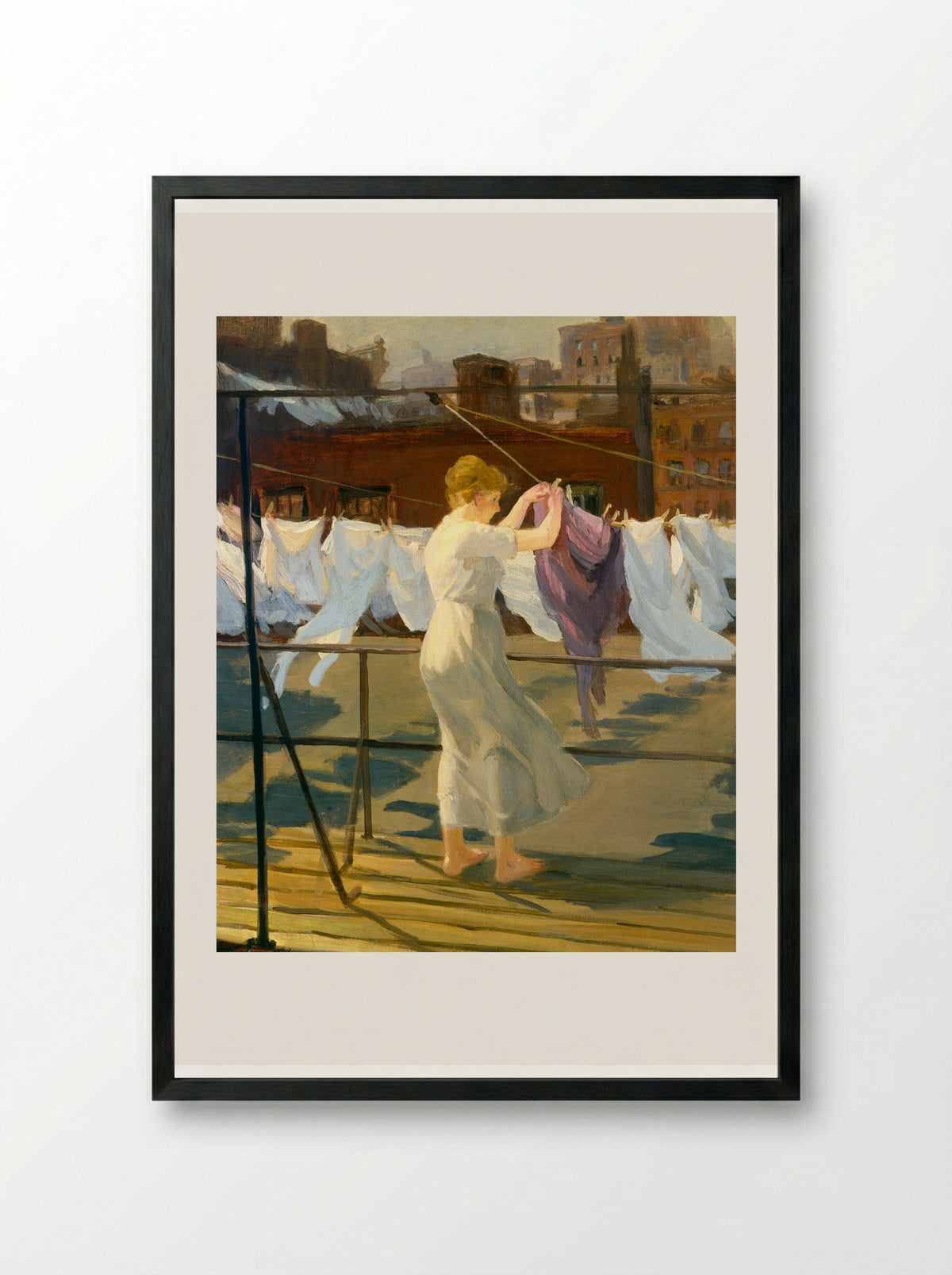 Sun and Wind on the Roof - John French Sloan - Framed Print Black