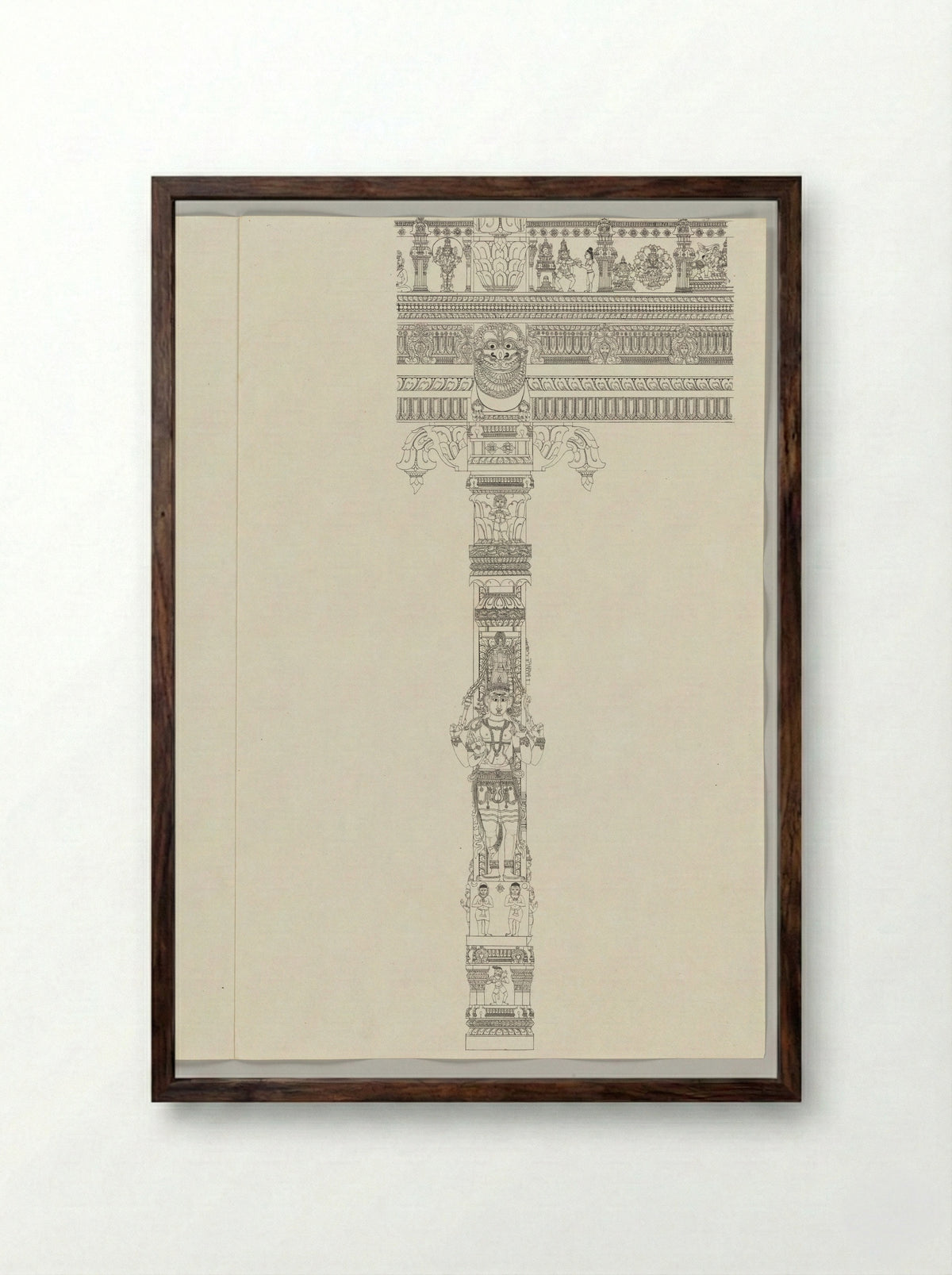 Sundareshvara teaching a bird a mantra - Solis Prints - Framed Print Dark Wood