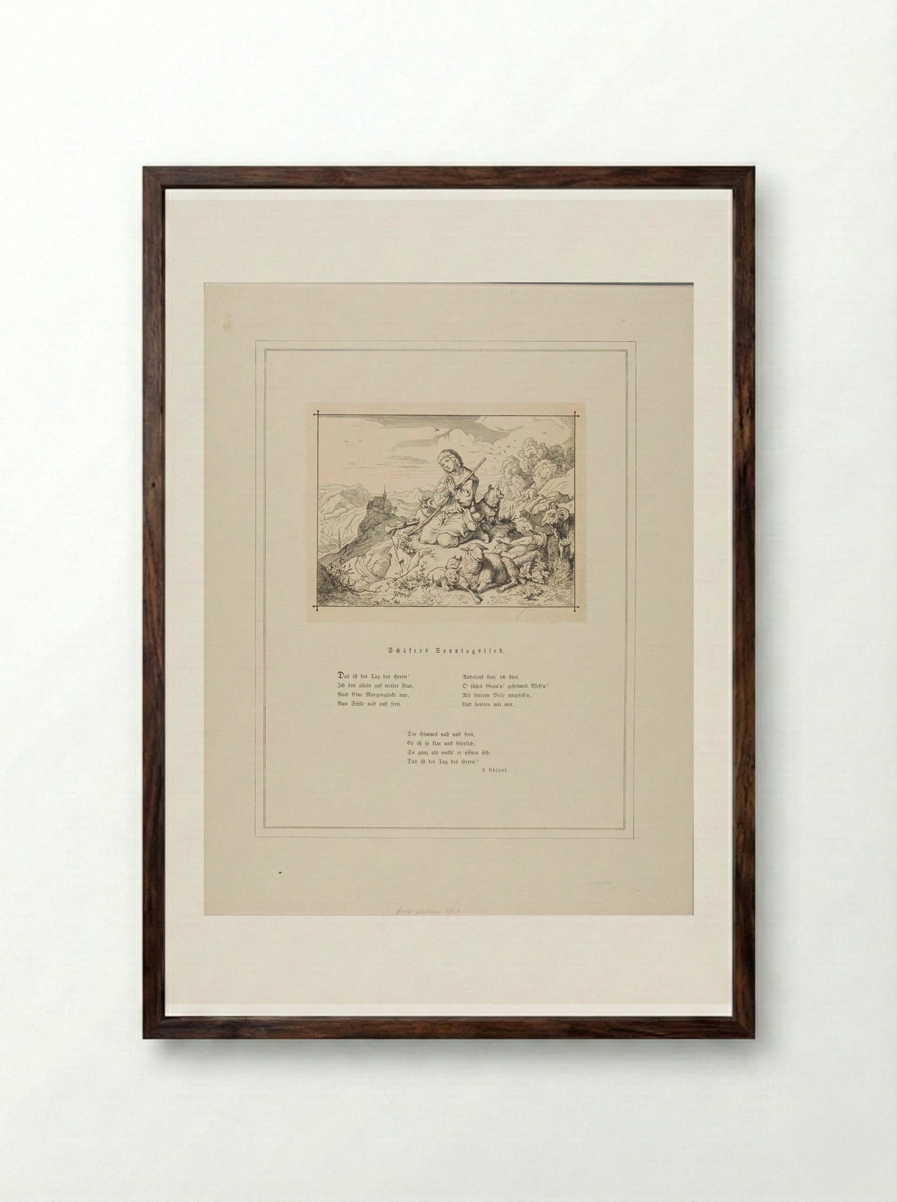 Sunday Song of the Shepherd - Adrian Ludwig Richter - Framed Print Dark Wood