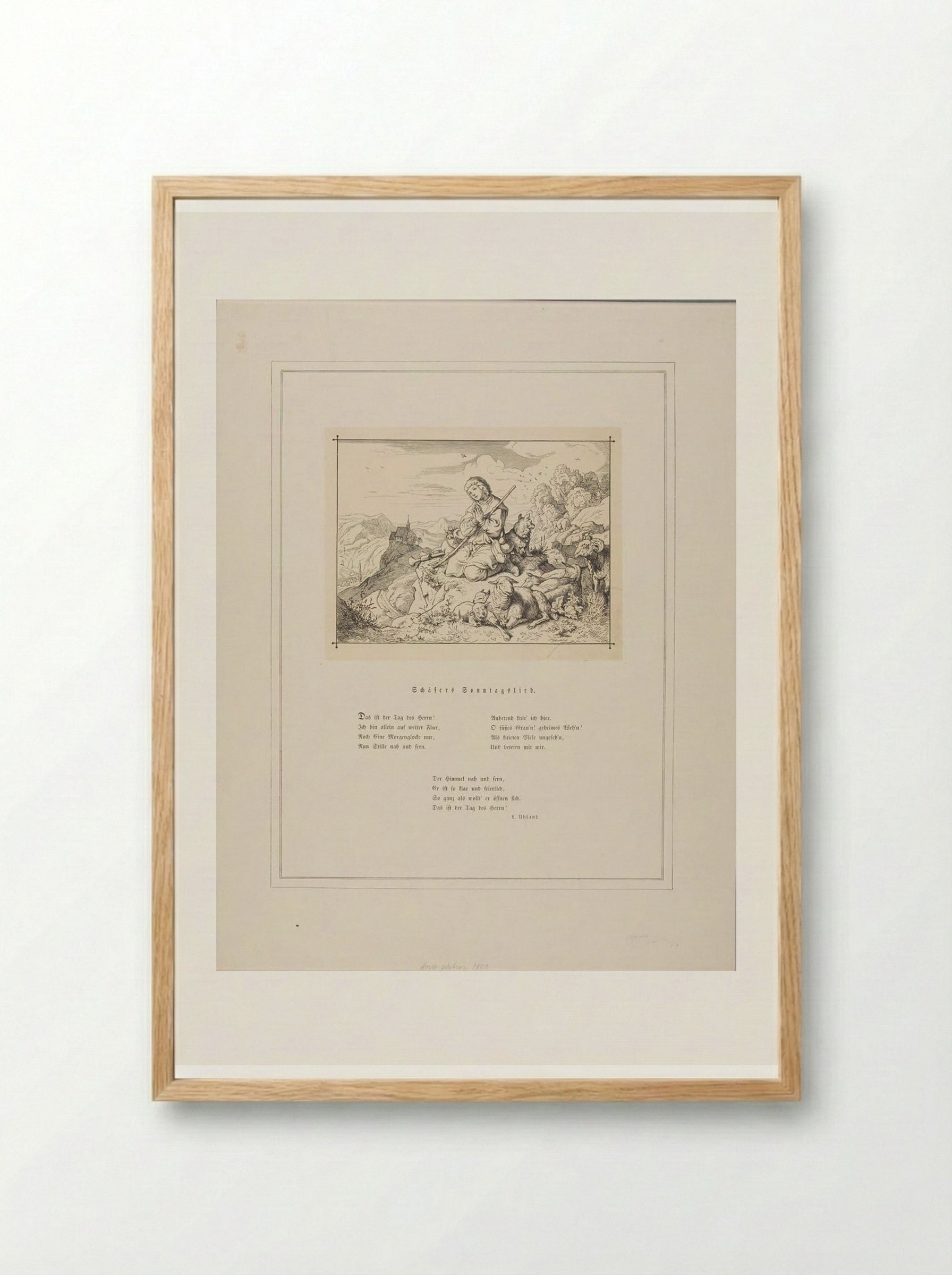 Sunday Song of the Shepherd - Adrian Ludwig Richter - Framed Print Wood