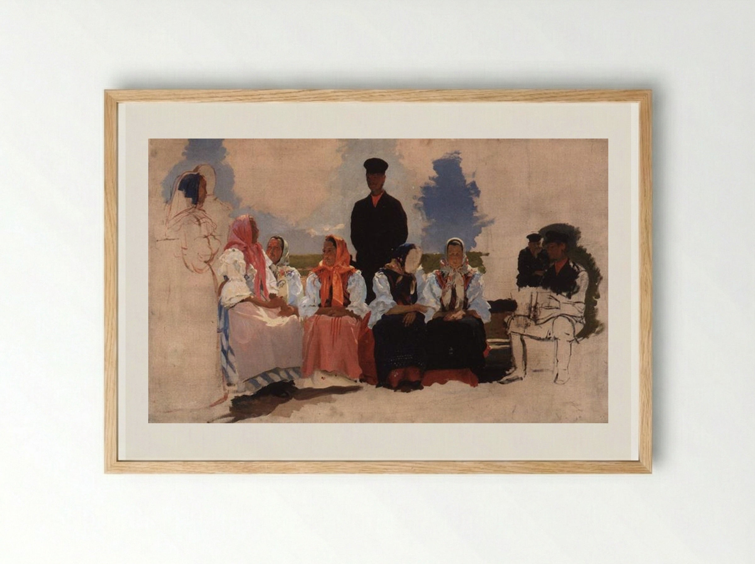 Sunday in the Village - Andrei Ryabushkin - Framed Print Wood