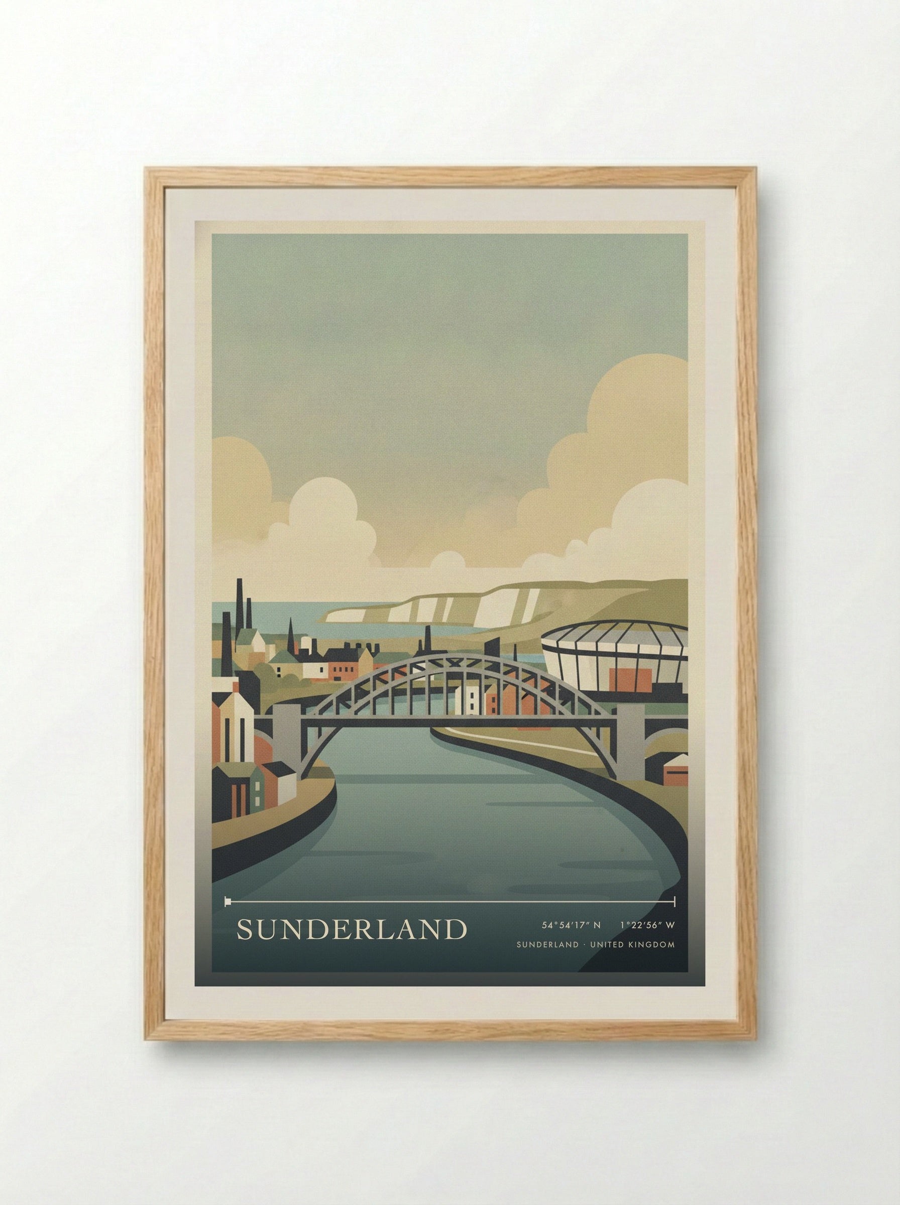 Sunderland United Kingdom Travel Poster - Framed Print Wood