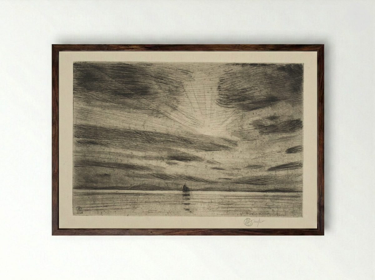 Sundown, Appledore - Childe Hassam - Framed Print Dark Wood