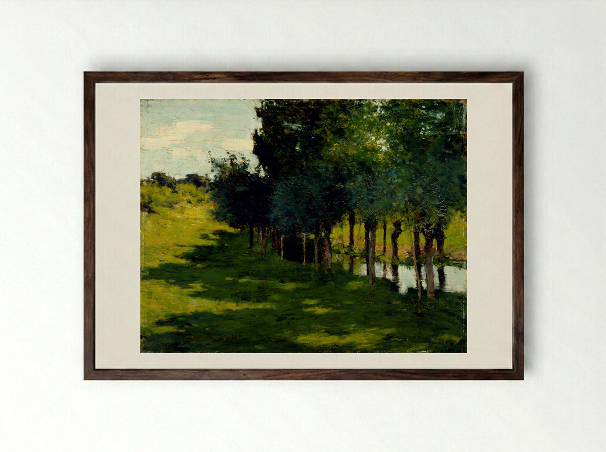 Sunlight and Shadow - Willard Metcalf - Framed Print Dark Wood