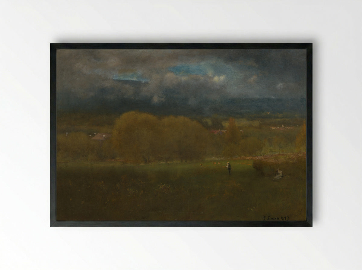 Sunlit Valley - George Inness - Framed Print Black