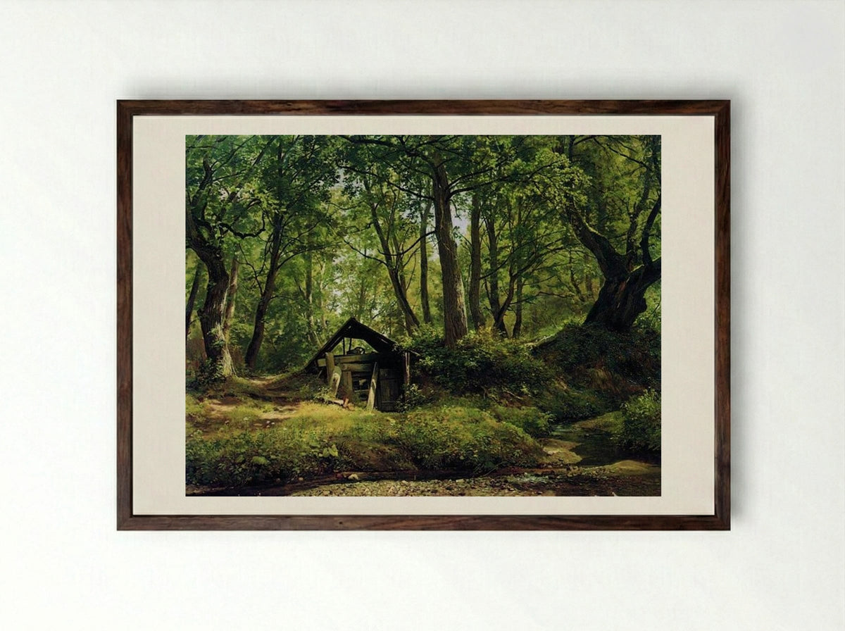 Sunny Day. Meri-Hovi - Ivan Shishkin - Framed Print Dark Wood