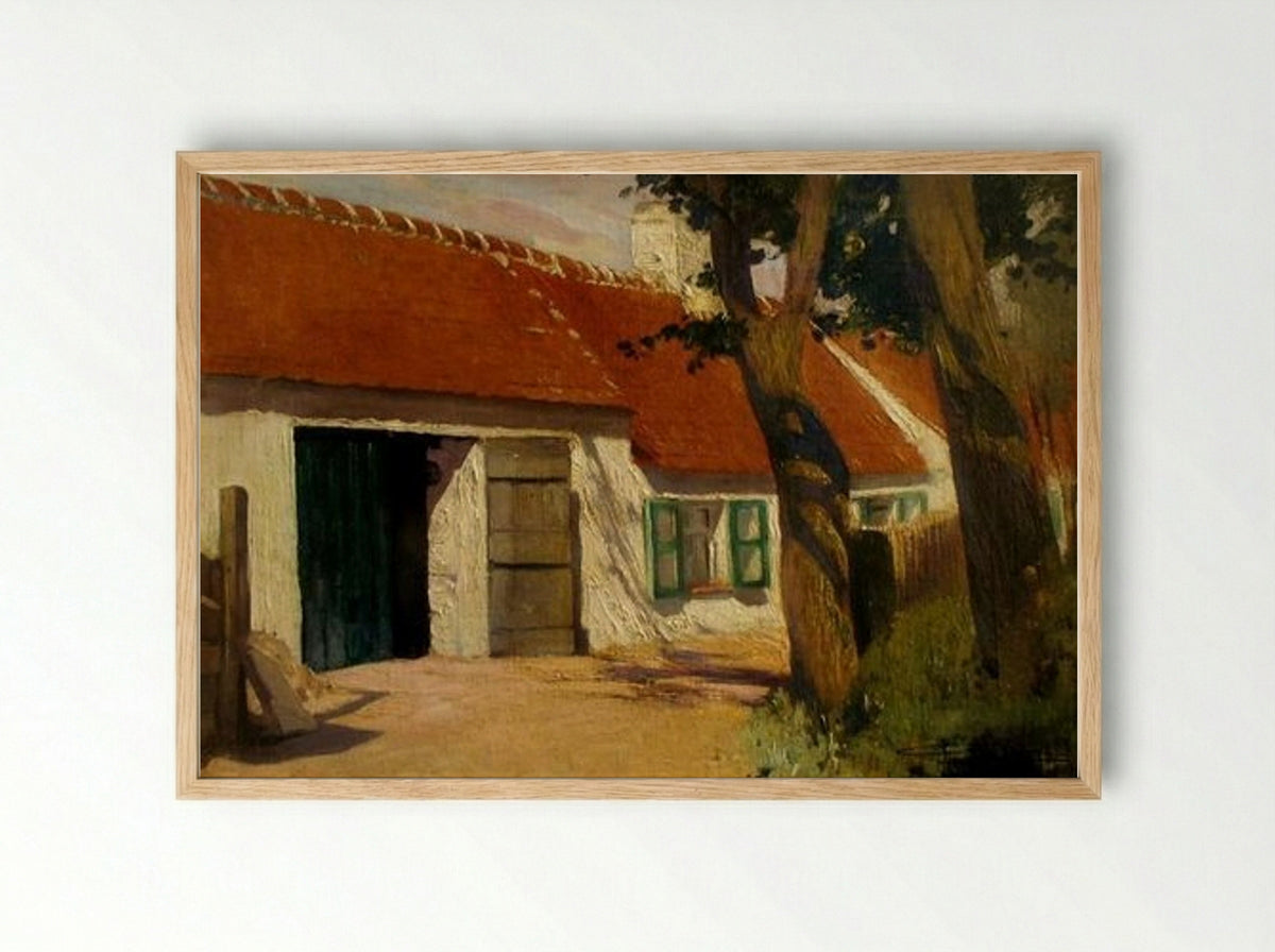 Sunny Farm - Firmin Baes - Framed Print Wood